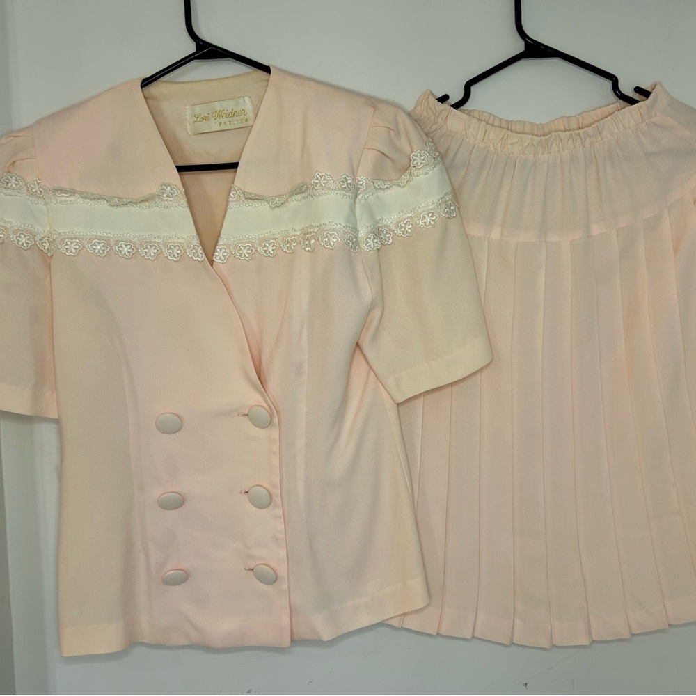 Vintage Lori Weidner Two-Piece Pale Pink Skirt Set